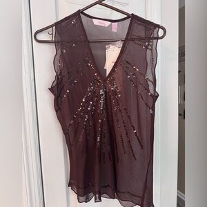 Pinky Brown Sequin Top